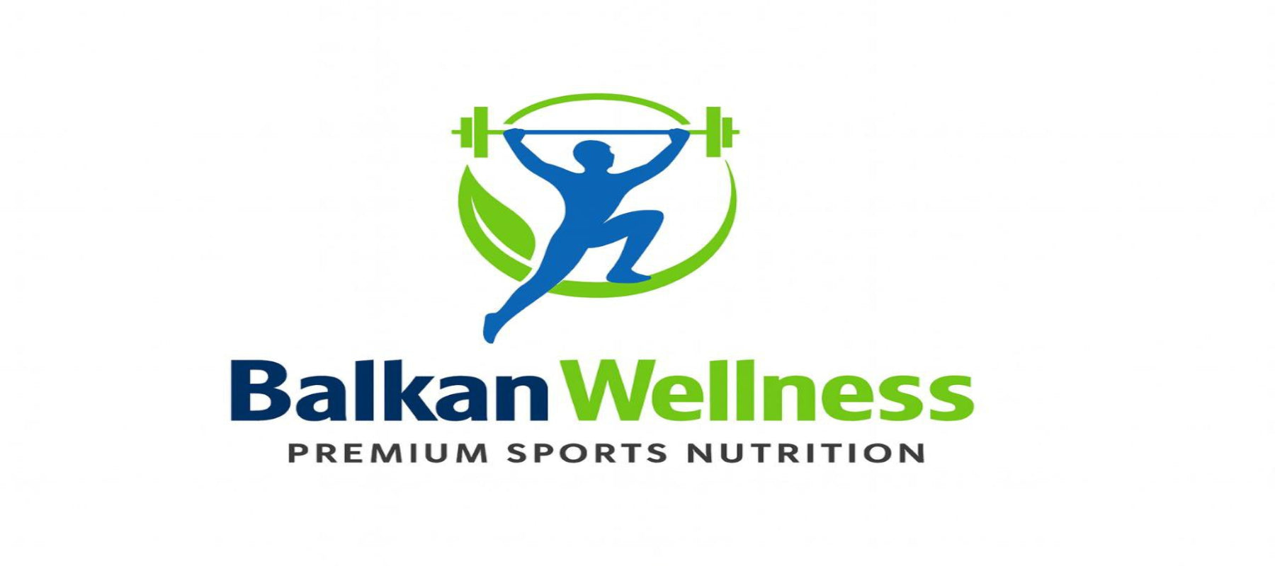 Balkan Wellness logo with a person lifting weights and leaves on a white background